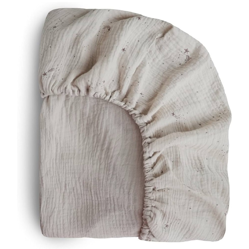 NWT mushie Extra Soft Muslin Fitted Crib Sheet | 28"x 52" (Falling Stars)